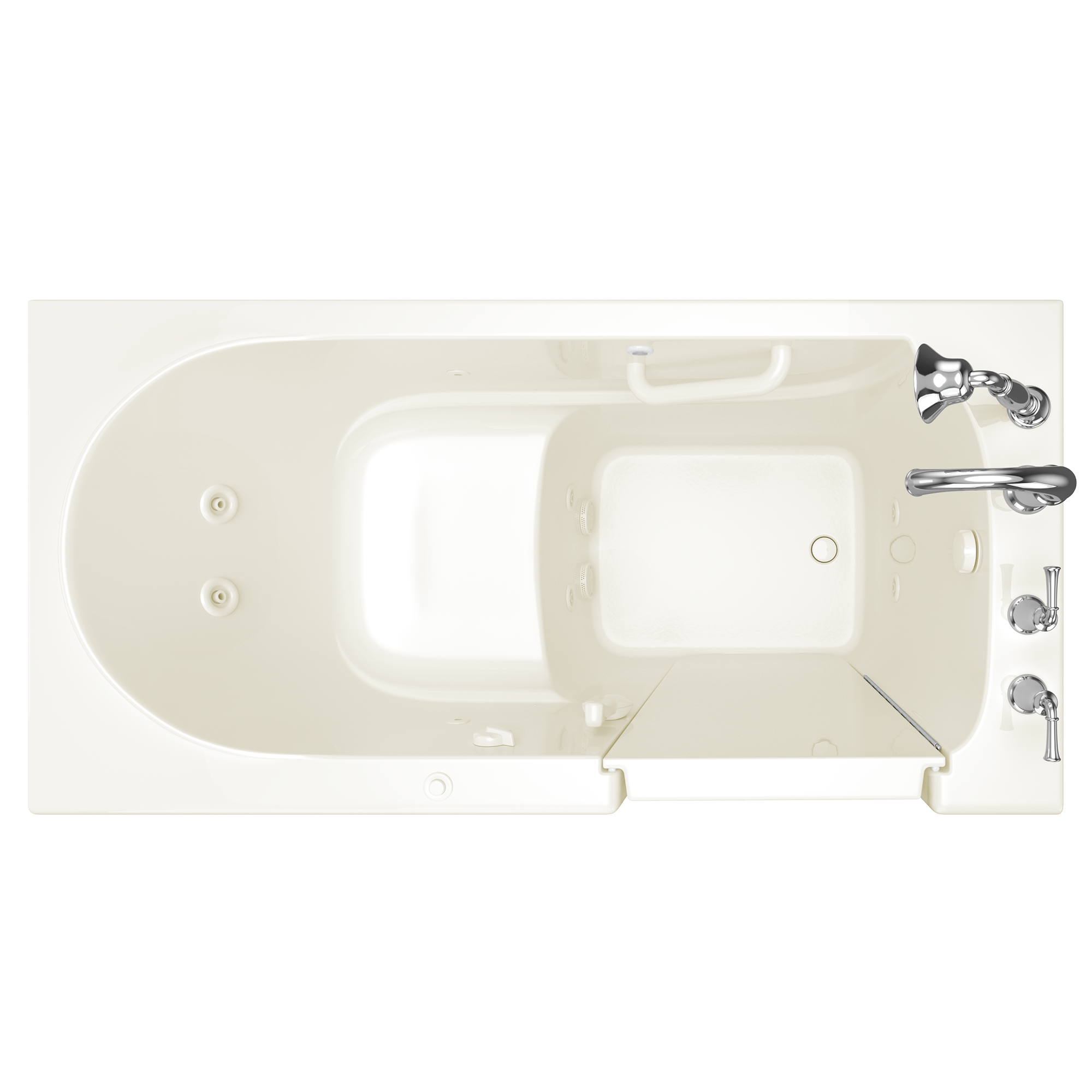 Gelcoat Value Series 30x60 Inch Walk In Bathtub with Whirlpool Massage System   Right Hand Door and Drain WIB LINEN